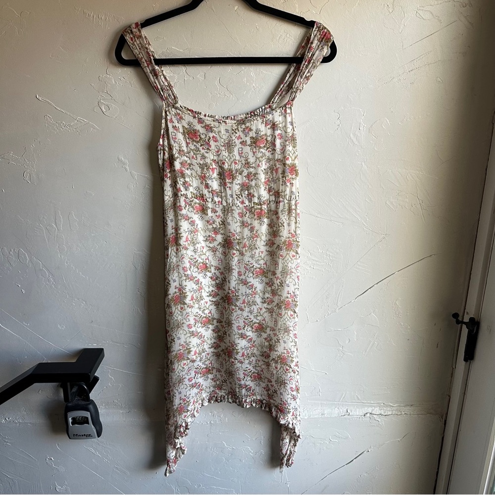 Vintage Floral Handkerchief Hem Dress Romantic Cottagecore Boho Midi Rayon Sz S‎